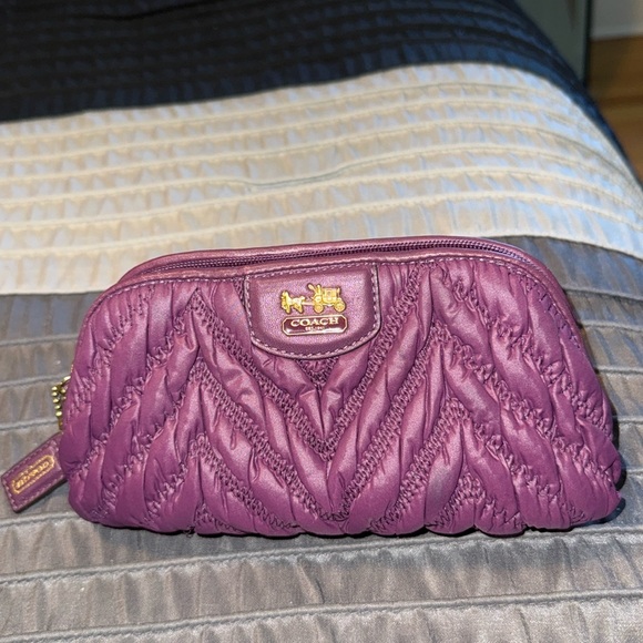 Coach Handbags - Coach Purple Quilted Cosmetic Bag